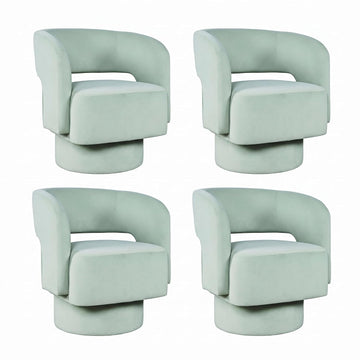 Jofran Sutton Upholstered Swivel Accent Chairs with Split-Back Curved Design, Mid-Century Modern Chairs for Living Room Bedroom, Mint, Set of 4