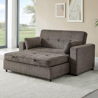 Lilola Home Arnold 75” Convertible Sofa Sleeper Bed with Memory Foam Seating, USB A & C Charging Ports, Chenille Upholstery, Pull-Out Couch Bed with Adjustable Backrest & Throw Pillows, Ash Brown