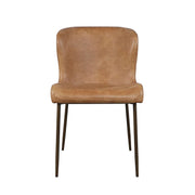 Jofran Easley Upholstered Curved-Back Modern Dining Chair with Antique Brass Legs - Set of 2, Cognac