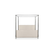 Viola Queen Canopy Bed, Bowed Canopy Frame, Hammered Iron, Polyester Upholstery, No Box Spring Needed, Beige