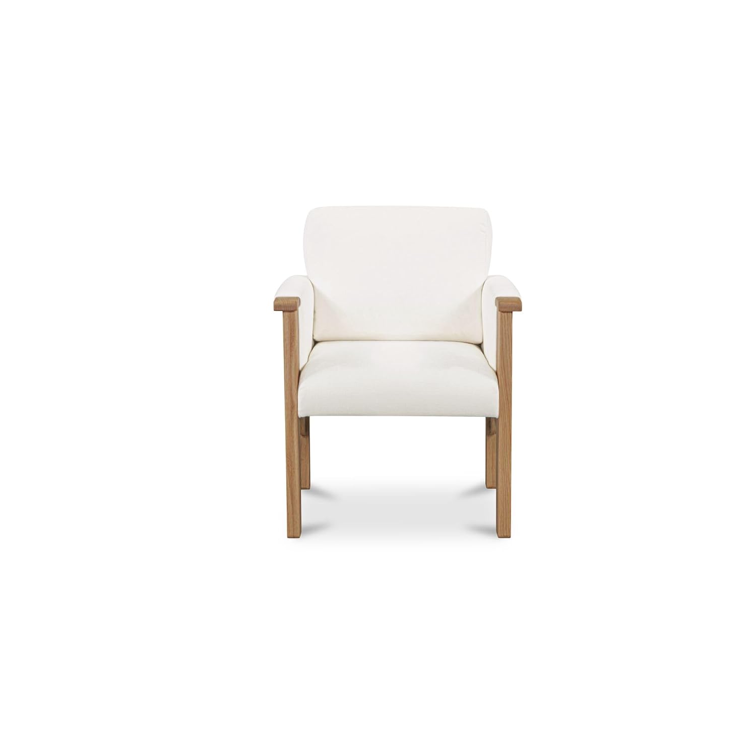 Bauer Dining Chair, Solid Oak, Oil-Finished, Padded Arms, Polyester Upholstery, Cream