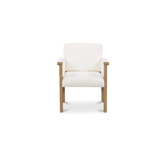 Bauer Dining Chair, Solid Oak, Oil-Finished, Padded Arms, Polyester Upholstery, Cream