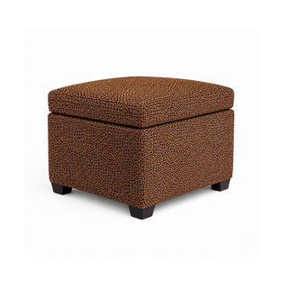 The Crew Furniture Jackson Square Storage Ottoman Velvet Leopard, Rectangular Upholstered Storage Ottoman with Lid