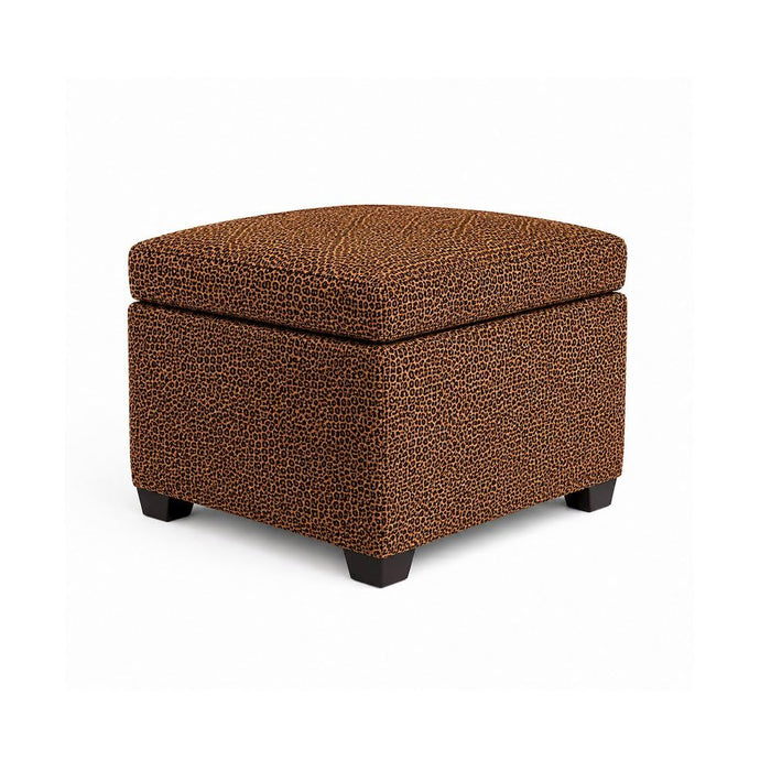 The Crew Furniture Jackson Square Storage Ottoman Velvet Leopard, Rectangular Upholstered Storage Ottoman with Lid