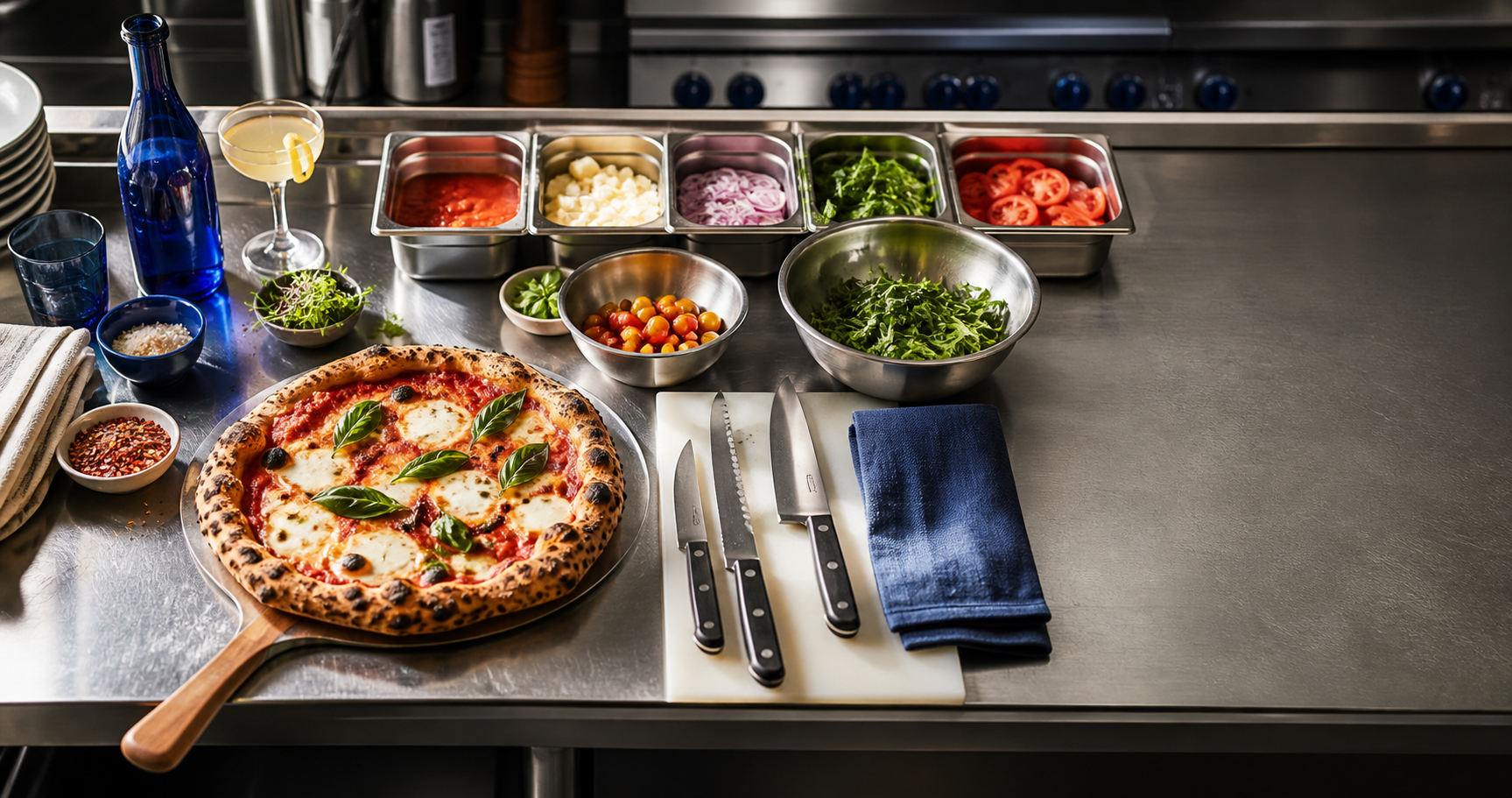 Prepared professional kitchen station